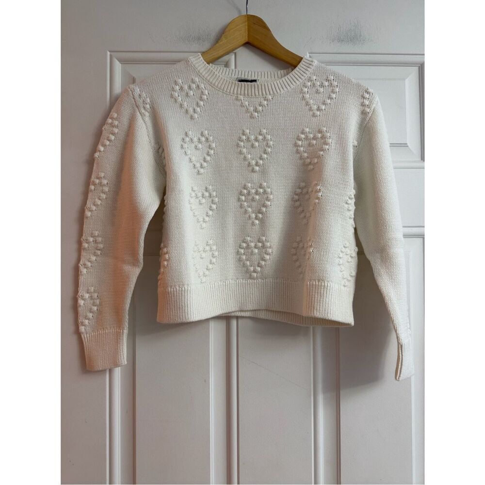 J.Crew Girls' heart-bobble sweater NWT Size L (10-11)